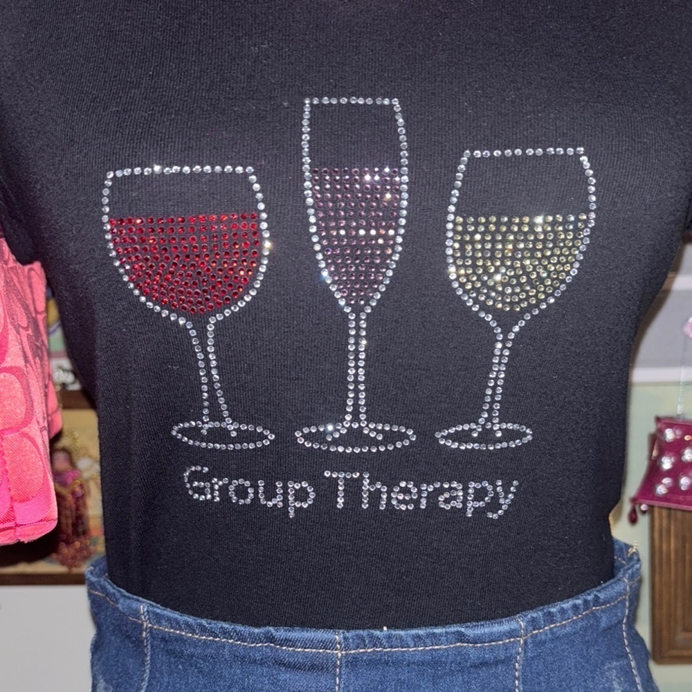 Black 'Group Therapy' T-Shirt with Rhinestone Design - Picture 2 of 4